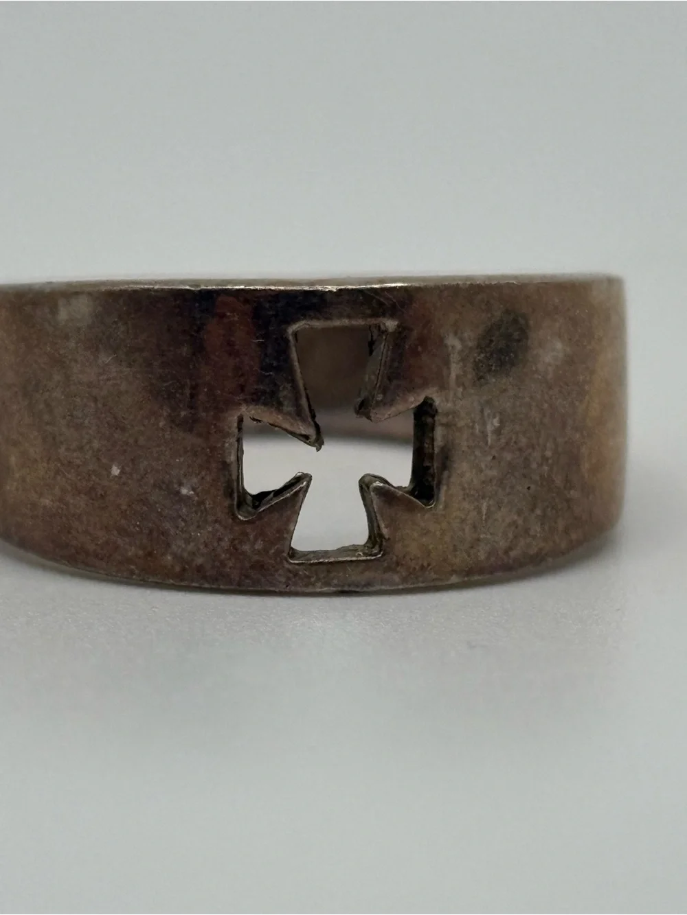 925 Sterling Silver Maltese Cross Ring Size 9 Mens Biker Gothic Wide Band